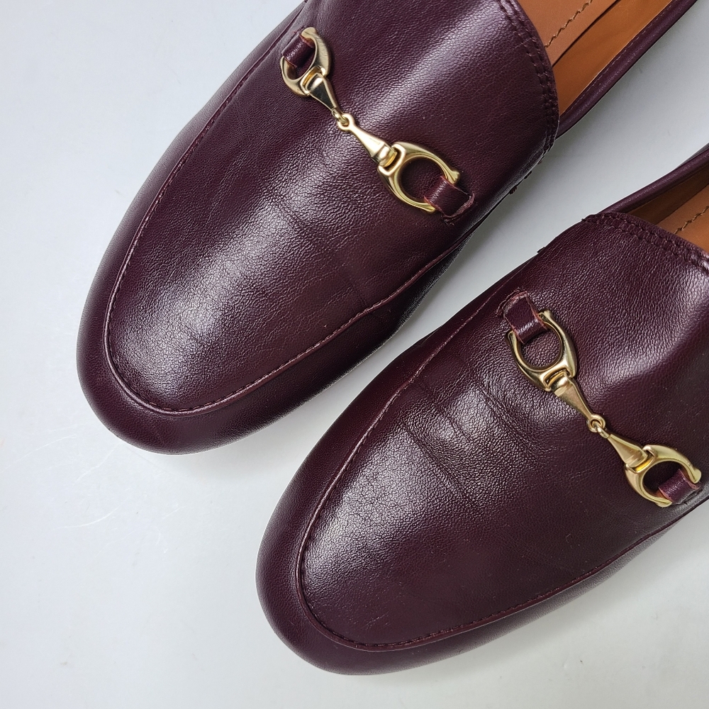 Coach Haley Burgundy Horsebit Detail Genuine Leather Loafers - Picture 7 of 9